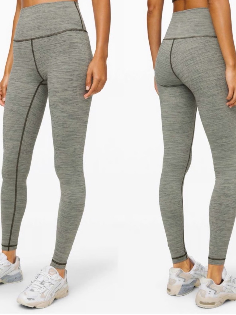 lululemon wunder under high rise tight waist 26” heathered green